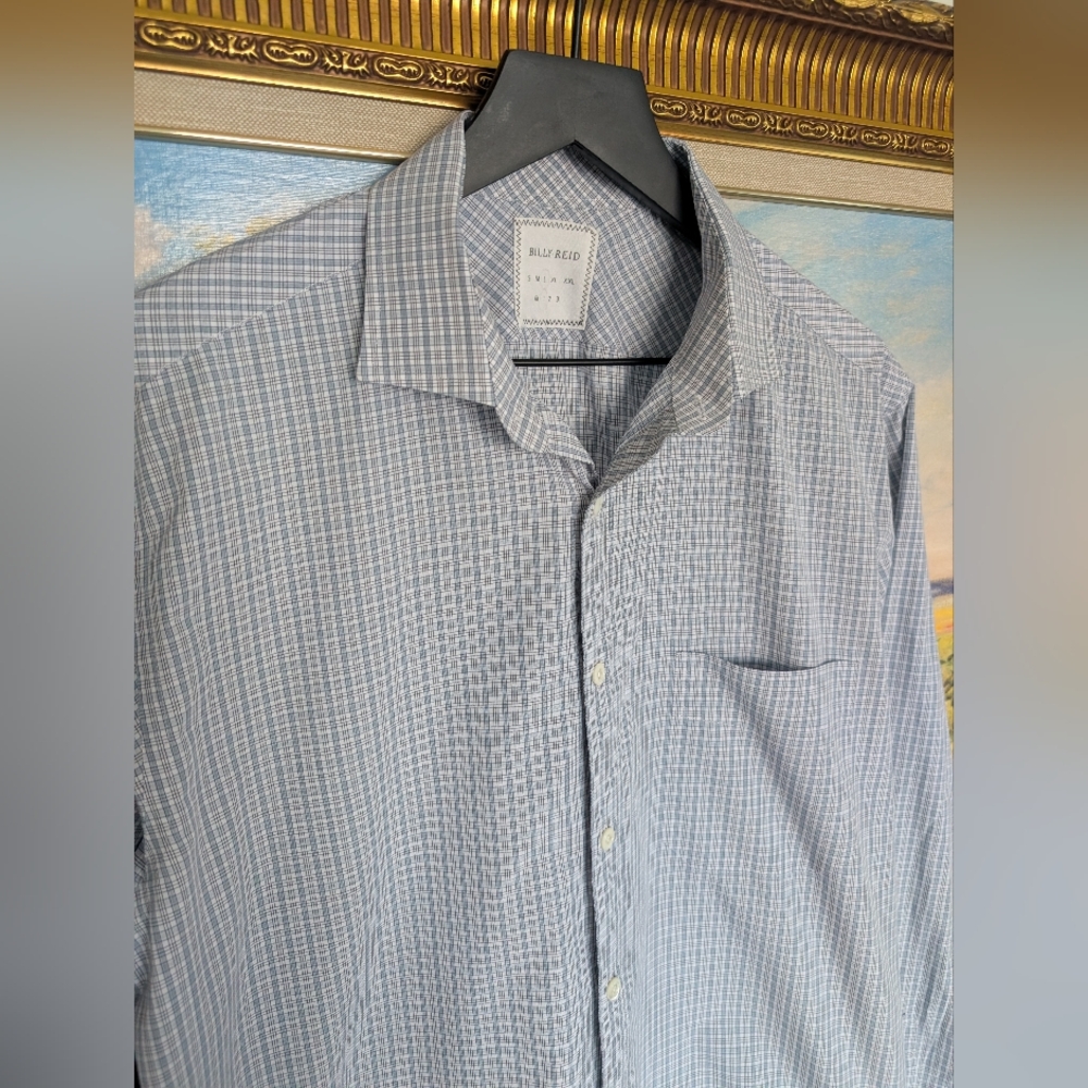 Billy Reid Men's Blue Checkered Shirt